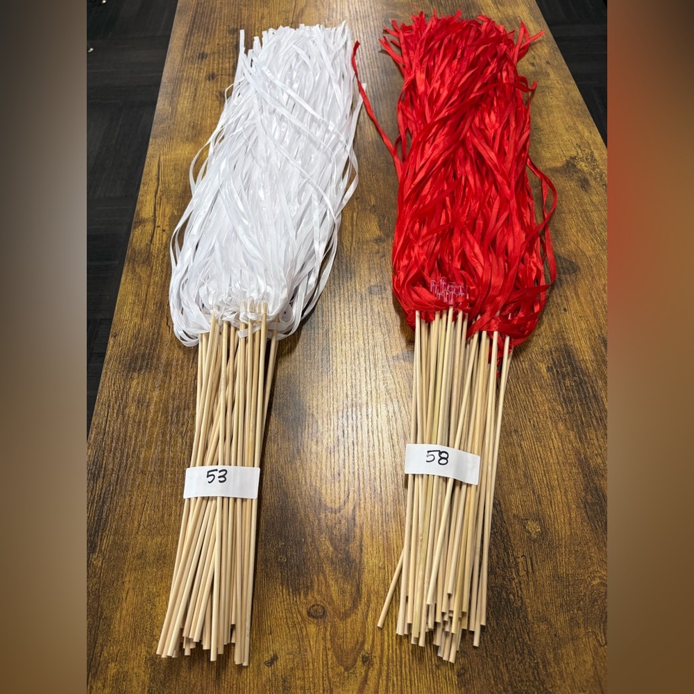 Red and White Wedding Exit ribbons